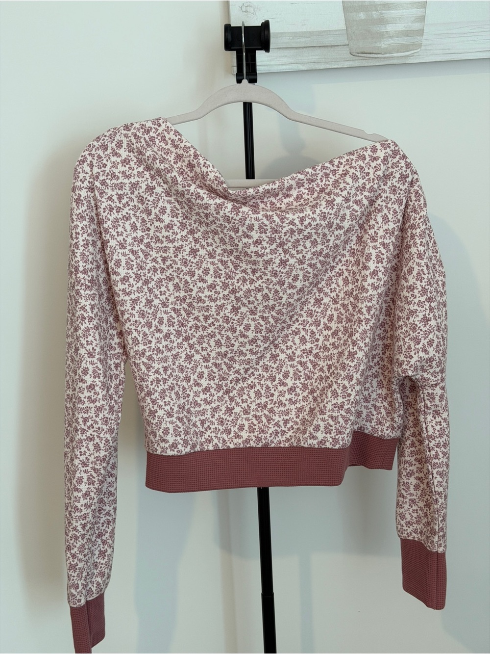 Floral Print Cropped Sweatshirt - Dusty Rose
